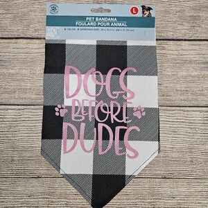 Dogs before dudes plaid dog bandana